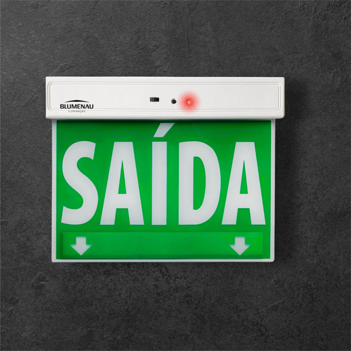 Placa de Saída LED 1 Face Verde 1W Bivolt Blumenau Sinalização de Emergência