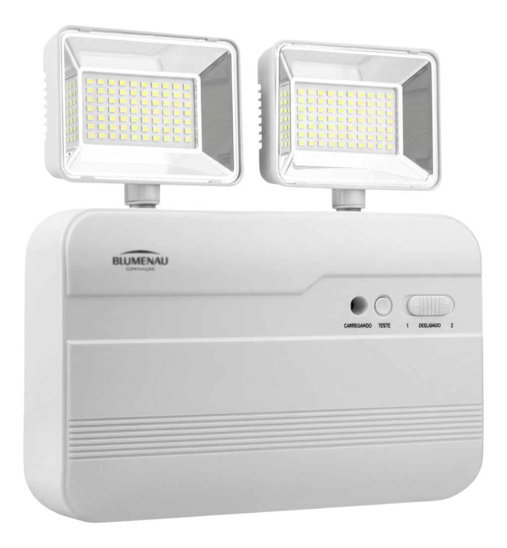 Luminária de Emergência LED Blumenau 3000lm 2 Faróis 18W Bivolt 6500K