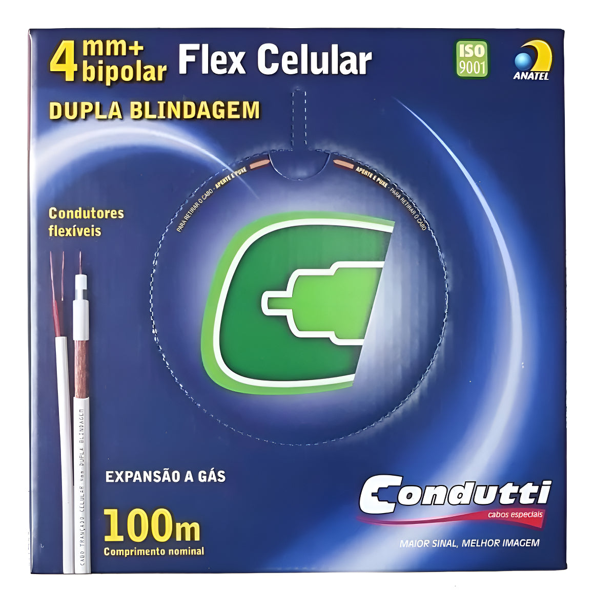 Cabo Coaxial RF 4mm Bipolar Dupla Blindagem 100m Condutti CFTV