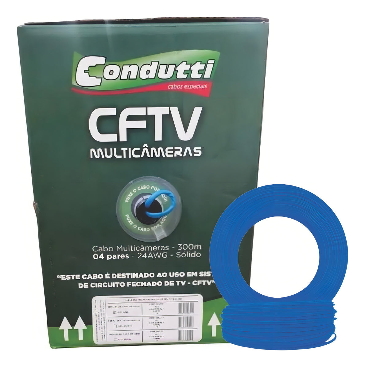 Cabo de Rede Multicâmeras 4 Pares UTP 24AWG 300m Azul Condutti CFTV