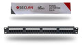Patch Panel Cat6 24 Portas RJ45 com Guia para Rack Painel de Distribuição de Rede