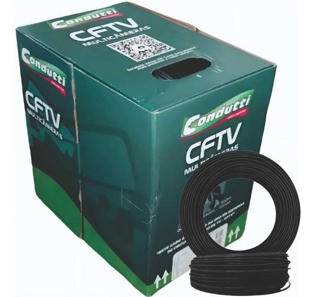 Cabo de Rede Multicâmeras 4 Pares UTP 24AWG 300m Preto Condutti CFTV