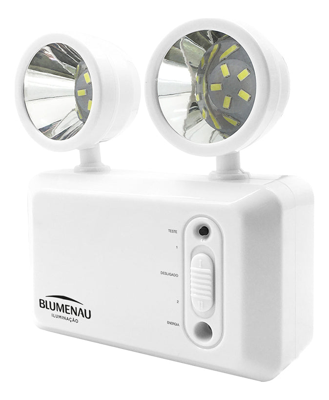 Luminária de Emergência LED Blumenau 600lm 2 Faróis Ajustáveis Bivolt 3W