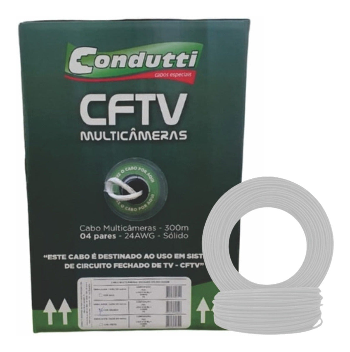 Cabo de Rede Multicâmeras 4 Pares UTP 24AWG 300m Branco Condutti CFTV