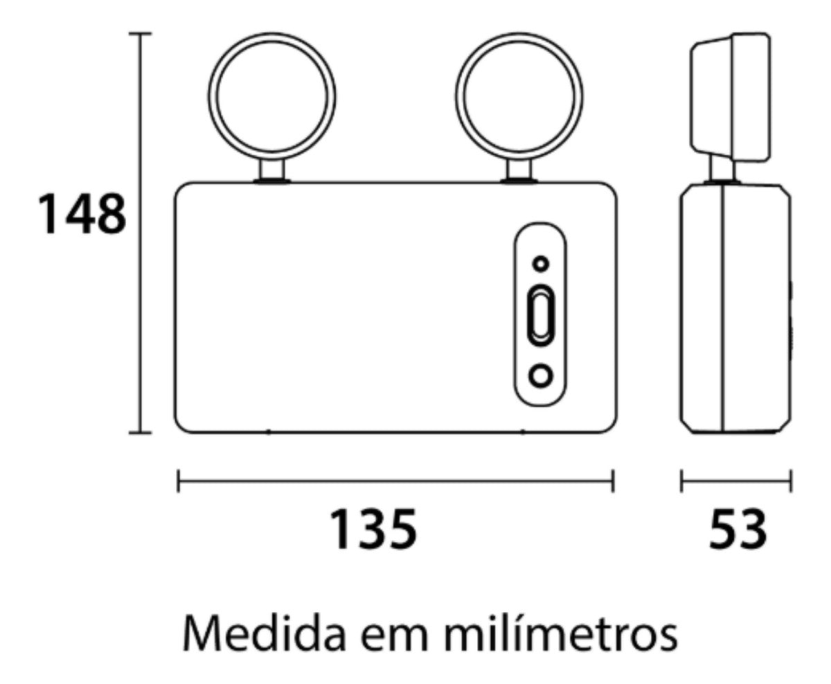 Luminária de Emergência LED Blumenau 600lm 2 Faróis Ajustáveis Bivolt 3W
