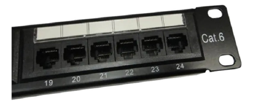 Patch Panel Cat6 24 Portas RJ45 com Guia para Rack Painel de Distribuição de Rede