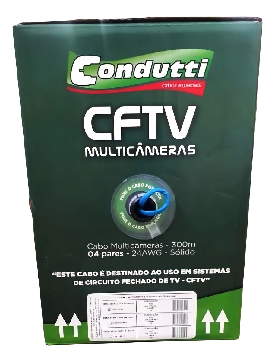 Cabo de Rede Multicâmeras 4 Pares UTP 24AWG 300m Azul Condutti CFTV