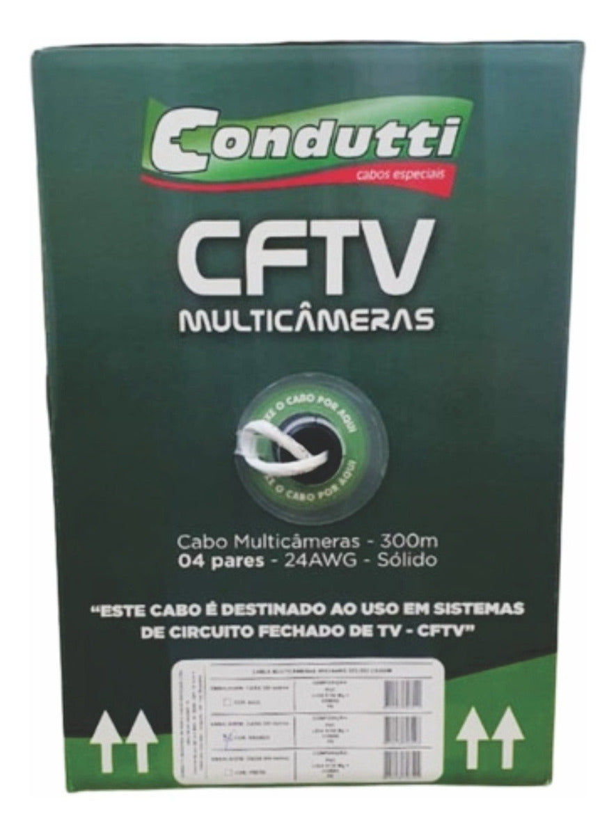 Cabo de Rede Multicâmeras 4 Pares UTP 24AWG 300m Branco Condutti CFTV