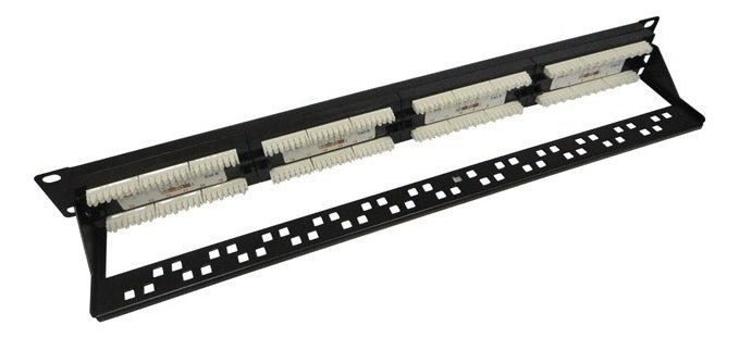Patch Panel Cat6 24 Portas RJ45 com Guia para Rack Painel de Distribuição de Rede